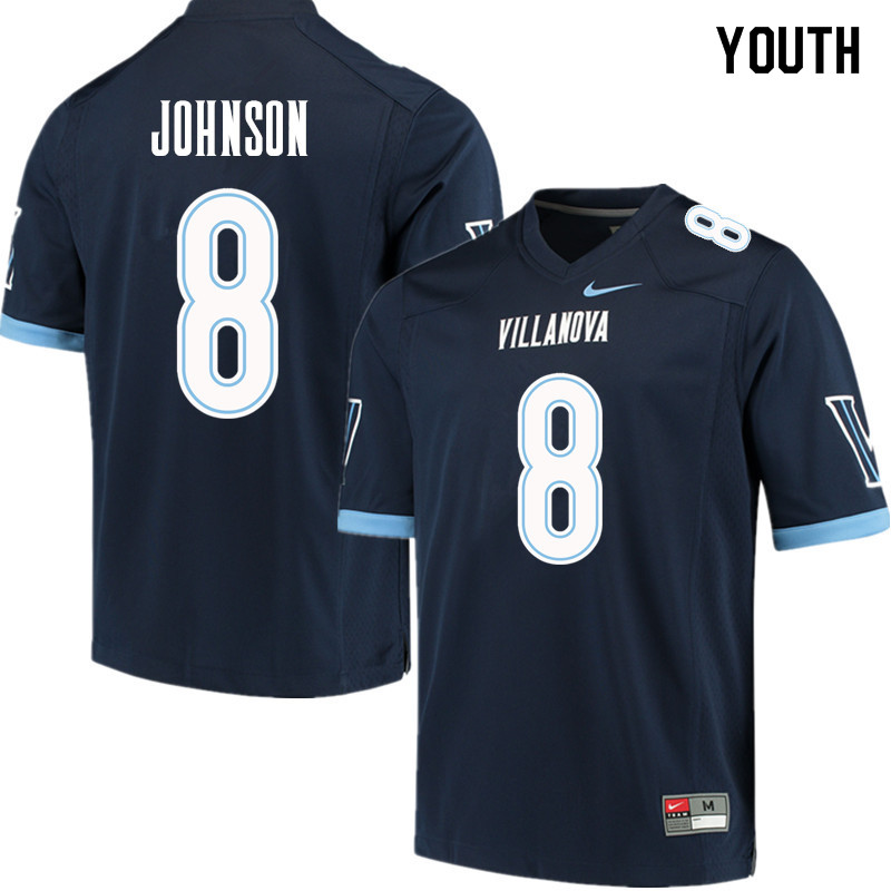 Youth #8 Trey Johnson Villanova Wildcats College Football Jerseys Sale-Navy